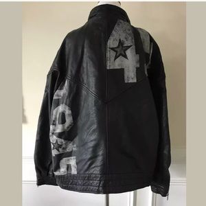 New Free People Leather Painted Motorcycle Jacket